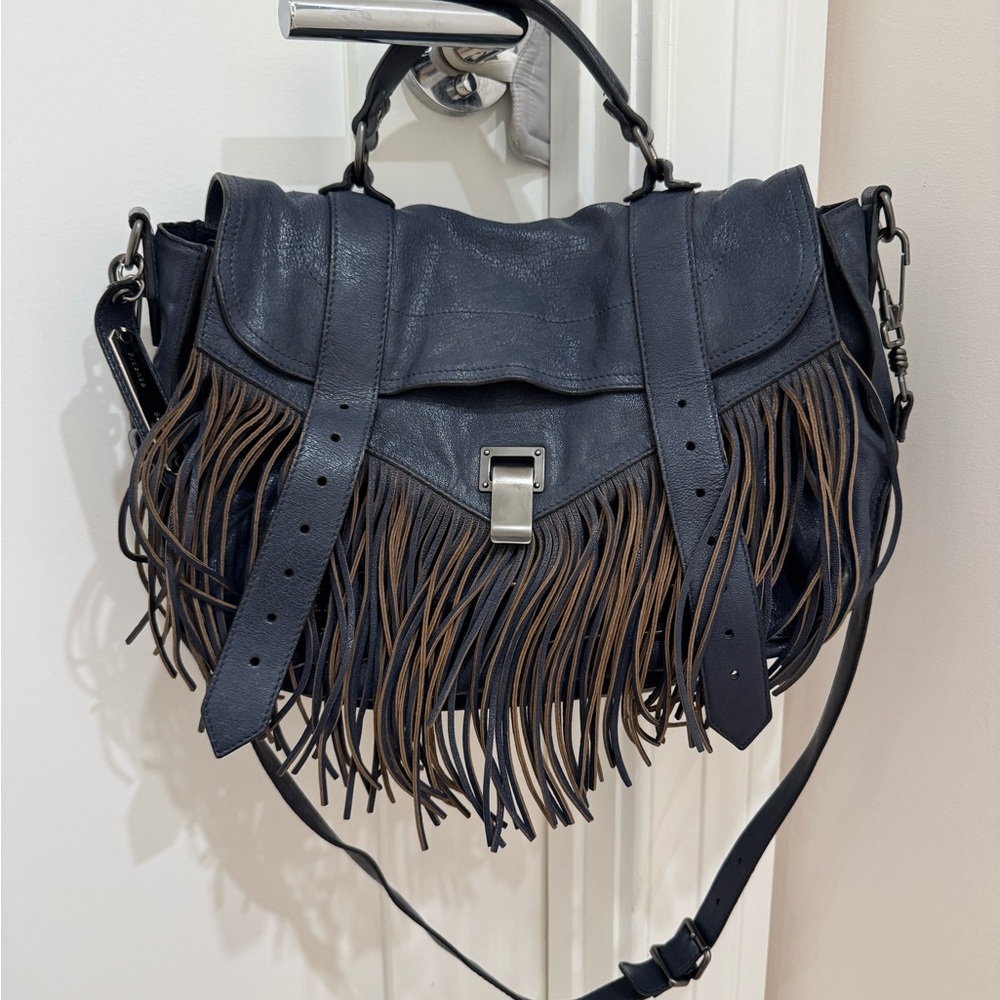 Proenza Schouler PS1 medium Navy Fringe bag